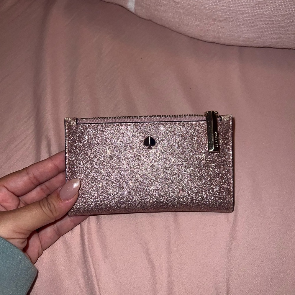 Kate Spade Rose Gold Glitter Card Holder